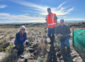  (L – R): Jayne Ward, Chris Pronk, current Coast Care restoration coordinator and Chris Ward at Te Tumu Kaituna 72B.
